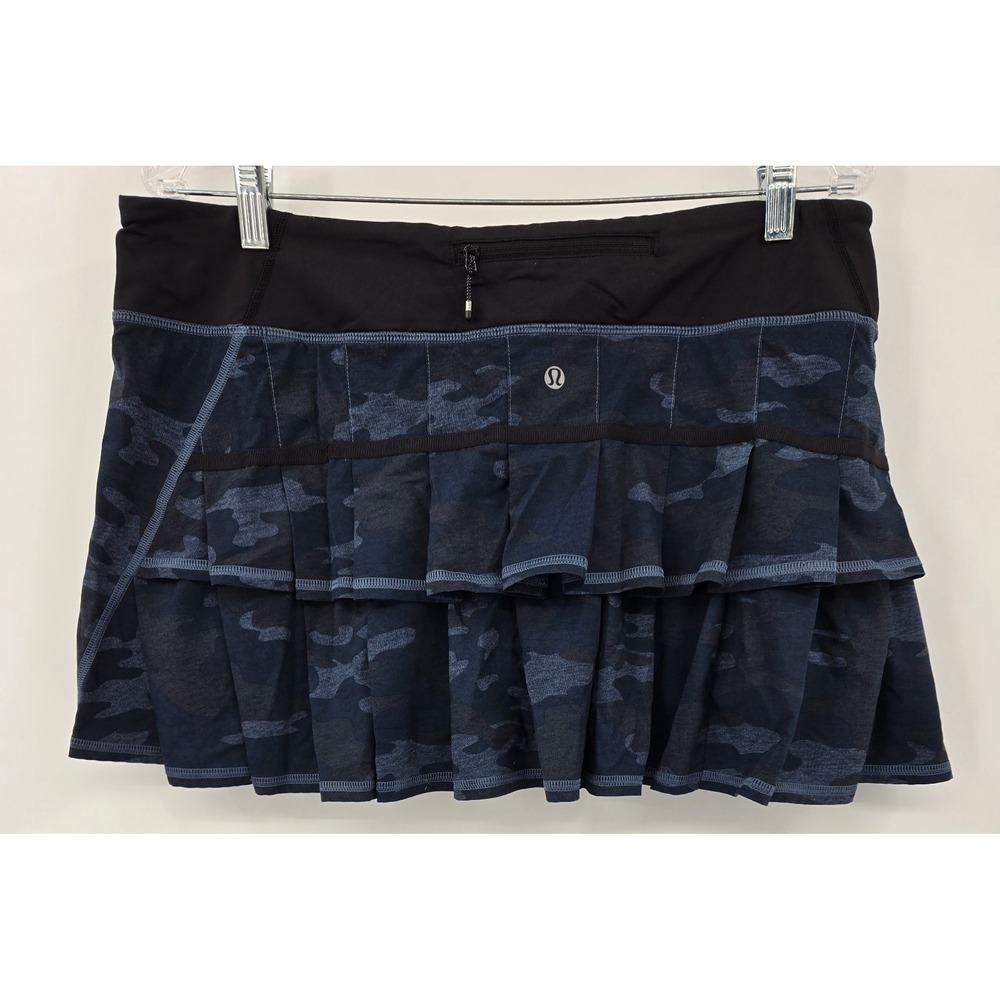 LuluLemon Run Pace Setter Skirt Womens 12 Reg Lotus Camo Oil Slick Blue Black